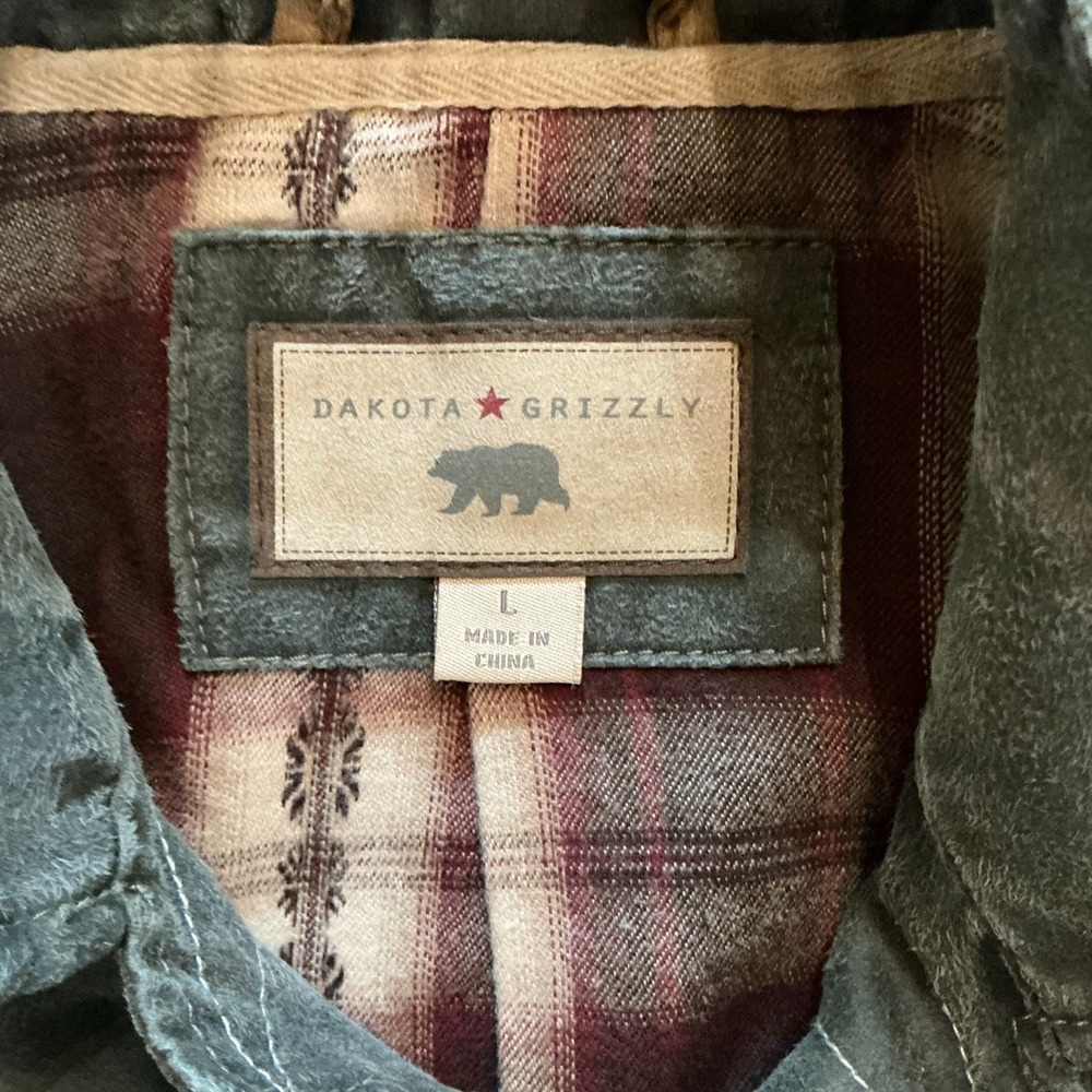 Dakota Grizzly Mens Jacket Size L Olive Green Flannel-Lined Quilted Utility Coat - Picture 5 of 10